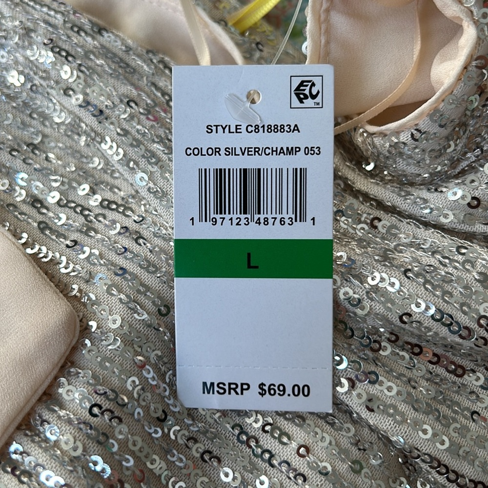 CECE SEQUIN SHIRT TOP BLOUSE SIZE L MSRP $69.00 NWT - Picture 7 of 9